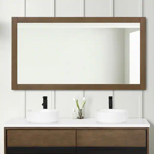 Photo 1 of 
Kordite 60 in. W x 32 in. H Rectangular Framed Wall Mount Bathroom Vanity Mirror in Almond Latte