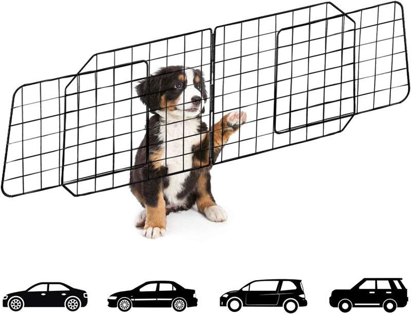 Photo 1 of Urban Deco Dog Car Barriers—Heavy Duty Adjustable Wire Pet Cars Barrier with Front Seat Mesh in Black—Safety Travel Dividers Fence for Vehicles, SUV, Cars.