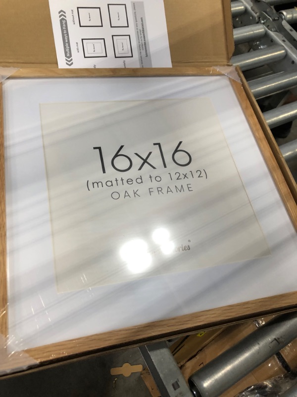 Photo 3 of 16x16 Picture Frame, Solid Oak Wood Frame 16 x 16, 16x16 Square Frame Matted to 12x12, 16x16 in | 41x41 cm Natural Wood Photo Frame Poster Frame with Tempered Glass
