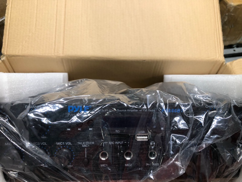 Photo 1 of Pyle PTA66BT - Wireless Home Audio Amplifier System - Bluetooth Compatible Sound Stereo Receiver Amp - 6 Channel 600Watt Power, Digital LCD, Headphone Jack, 1/4'' Microphone IN USB SD AUX RCA FM Radio 6 channel Amplifier System