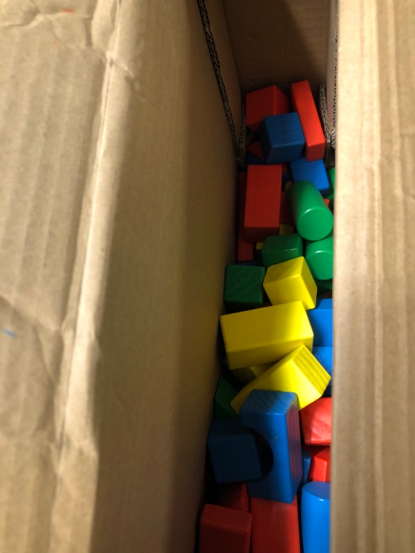Photo 3 of Melissa & Doug Wooden Building Block Set - 200 Blocks in 4 Colors & 9 Shapes (Frustration-Free Packaging)