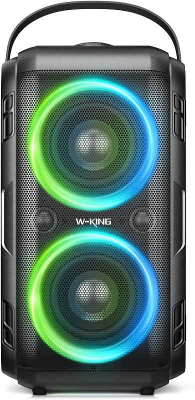 Photo 1 of W-KING Loud Bluetooth Speakers with Subwoofer, 80W Party Outdoor Portable Speakers Bluetooth Wireless for Halloween, Home, Deep Bass, Huge 105dB Sound/Party Lights/AUX/USB Play/TF/EQ, Non-Waterproof