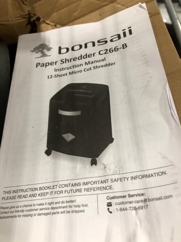 Photo 5 of Bonsaii 12-Sheet Micro Cut Shredders for Home Office, 60 Minute P-4 Security Level Paper Shredder for CD, Credit Card, Mails, Staple, Clip, with Jam-Proof System & 4.2 Gal Pullout Bin C266-B 1 2 Sheet-60Mins(New)