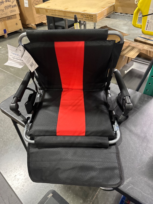 Photo 2 of ALPHA CAMP Stadium Seat Chair for Bleachers with Back & Arm Rest Black Red