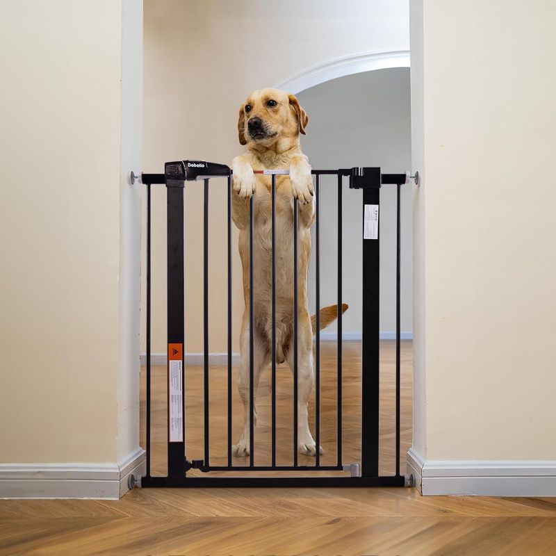 Photo 1 of BABELIO 36" Extra Tall Dog Gate, 26-40 Inch Wide Baby Gate, Pressure Mounted Metal Pet Gate, Easy Install No Drilling, No Tools Required, with Wall Protectors and Extenders (Black)