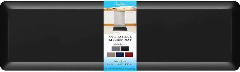 Photo 1 of 4/5 Inch Thick Kitchen Mat Anti Fatigue Mat Kitchen Rugs Kitchen Decor Non-Slip, Stain Resistant, Waterproof Kitchen Mats Desk Mat for Kitchen, Office, Workshop, Black, 17'' x 60''