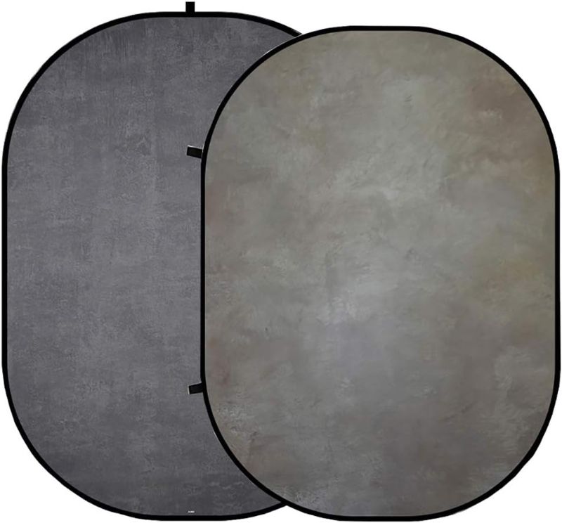 Photo 1 of Kate Collapsible Backdrop Pop Up Photography Backdrops Folded Gray Grey 2-in-1 Double Side Background, for Photography, for Photographers, for Video, for Pictures, 5x6.5ft