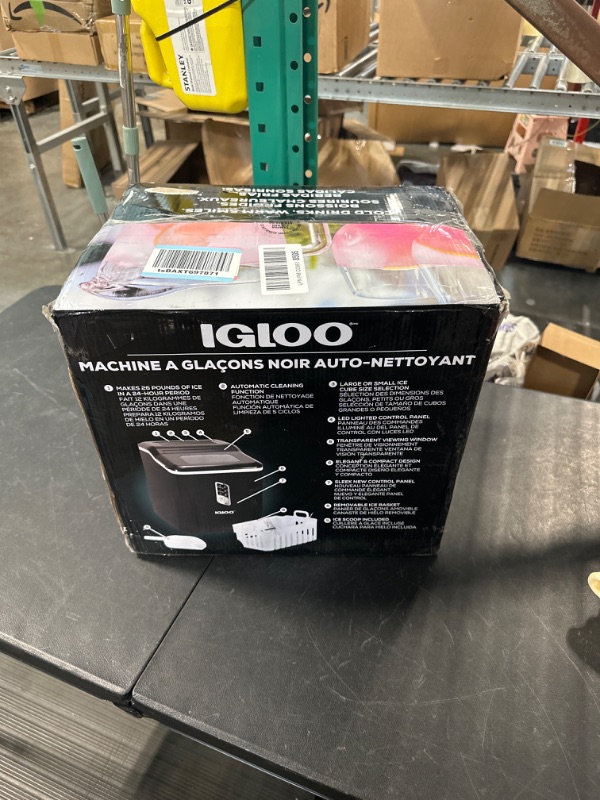 Photo 1 of Igloo Automatic Ice Maker, Self- Cleaning, Countertop Size, 26 Pounds in 24 Hours, 9 Large or Small Ice Cubes in 7 Minutes, LED Control Panel, Scoop Included, Perfect for Water Bottles, Mixed Drinks Black