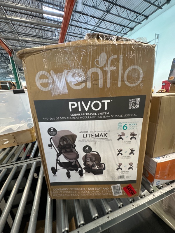 Photo 1 of Evenflo Pivot Modular Travel System With SafeMax Car Seat, 2 Piece Set (Pack of 1 Only Travel System Sandstone Beige