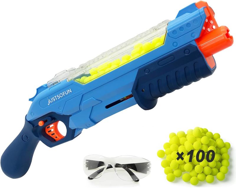 Photo 1 of Blaster Gun with Protective Goggles and 100 Rounds for Boys and Girls Compatible with Nerf Hyper Rounds Darts, Easy Reload, Holds Up to 60 Rounds (Blue)