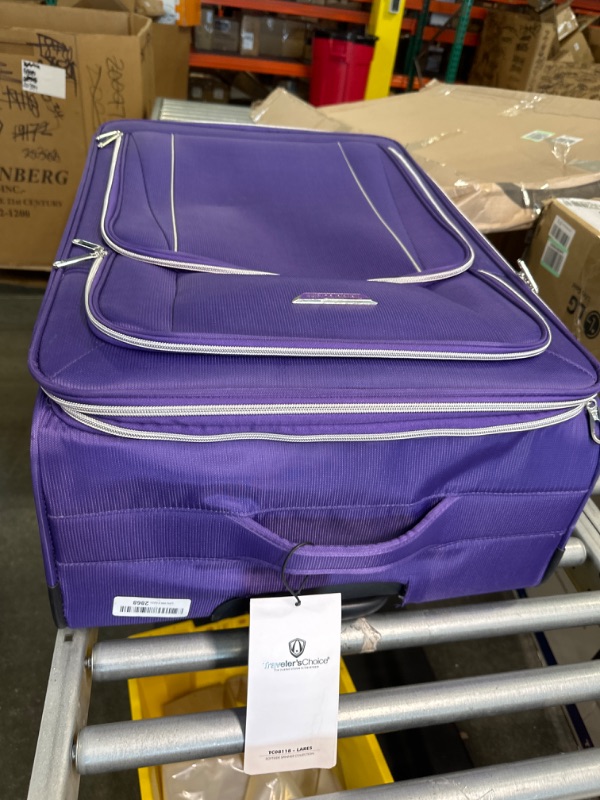 Photo 4 of ***USED***Traveler's Choice Lares Softside Expandable Luggage with Spinner Wheels, Purple, Checked 30-Inch Checked 30-Inch Purple