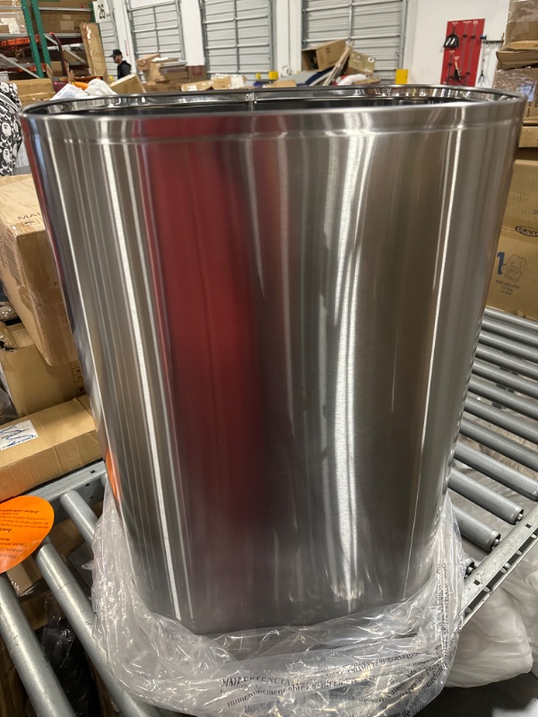 Photo 3 of Ninestars DZT-80-35 Automatic Touchless Infrared Motion Sensor Trash Can, 21 Gal 80L, Heavy Duty Stainless Steel Base (Oval, Silver/Brush Lid) Trashcan, SS