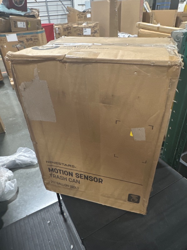 Photo 2 of Ninestars DZT-80-35 Automatic Touchless Infrared Motion Sensor Trash Can, 21 Gal 80L, Heavy Duty Stainless Steel Base (Oval, Silver/Brush Lid) Trashcan, SS