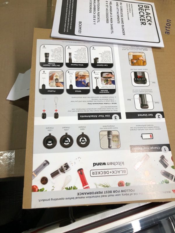 Photo 4 of ***NO WORKING SOLD FOR PARTS ***BLACK+DECKER Kitchen Wand Cordless Immersion Blender, 6 in 1 Multi Tool Set, Hand Blender with Charging Dock, Red (BCKM1016KS06)