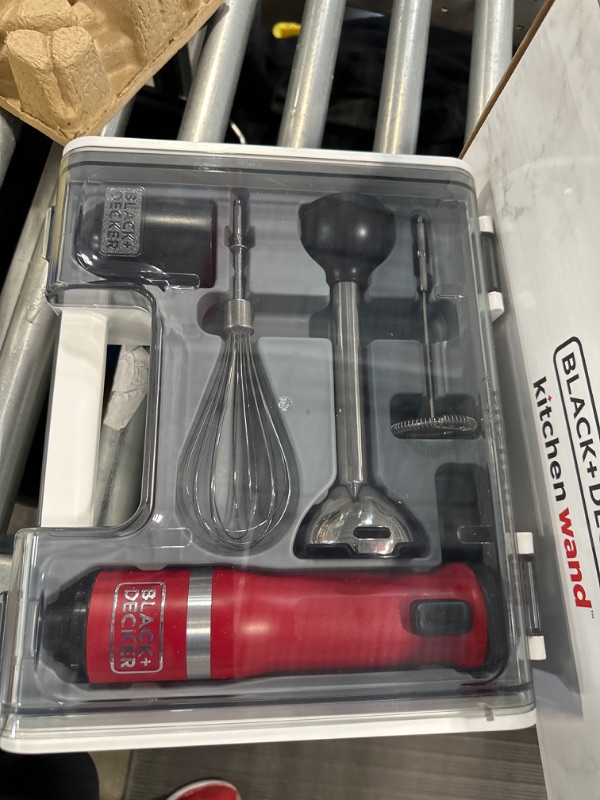 Photo 2 of ***NO WORKING SOLD FOR PARTS ***BLACK+DECKER Kitchen Wand Cordless Immersion Blender, 6 in 1 Multi Tool Set, Hand Blender with Charging Dock, Red (BCKM1016KS06)