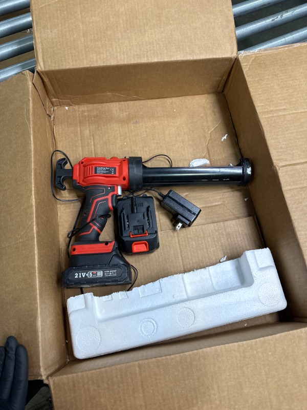 Photo 1 of Cordless Caulking Gun[2023 Upgraded],Seesii 21V Battery Operated Caulk Gun w/2 x 2.0AH Battery & Charger,Electric Caulking Gun w/LED Light,4 Adjustable Speeds Adhesive Gun Kit for Filling,Sealing Red