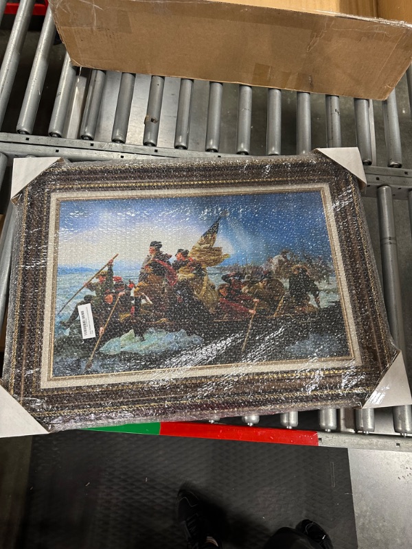 Photo 1 of Eliteart- Washington Crossing The Delaware by Emanuel Gottlieb Leutze Oil Painting Reproduction Giclee Wall Art Canvas Prints-Framed Size:22"x30 16x24 Framed(sf806m)