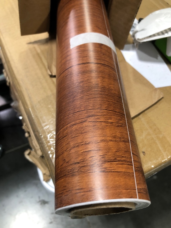 Photo 2 of 24" X 394" Wood Grain Contact Paper Faux Wood Wallpaper Peel and Stick Removable Self Adhesive Wood Look Thick Wallpaper Contact Paper for Cabinets Furniture Room Wall Decor(Brown Elm) 
