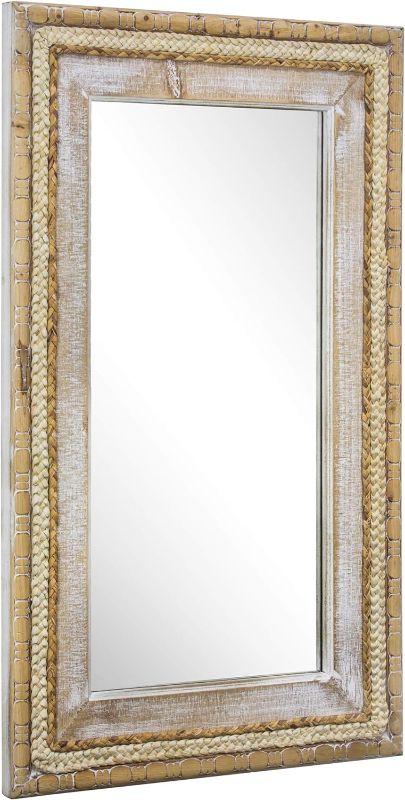 Photo 1 of American Art Decor Woven Rattan Mirror 39” x 24” - Brown