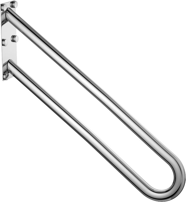 Photo 1 of 28 Inch Stainless Steel Handrail for 1-5 Steps- 1.25" Tube, ZUEXT Chrome Finished U Shape Safety Grab Bar for Stairs, Wall Mount Handicap Hand Railing for Outdoor Garage Interior Exterior Stairway 28 Inch Chrome-1P
