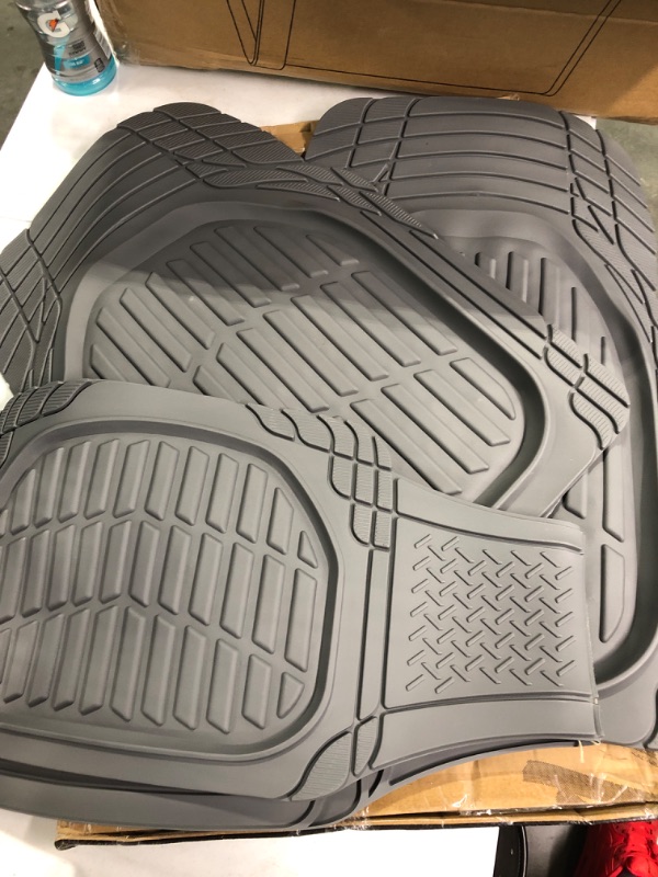 Photo 3 of Motor Trend 923-GR Gray FlexTough Contour Liners-Deep Dish Heavy Duty Rubber Floor Mats & Van-All Weather Protection Trim & Premium FlexTough All-Protection Cargo Liner Trunk Mat, Gray, 54" x 37"