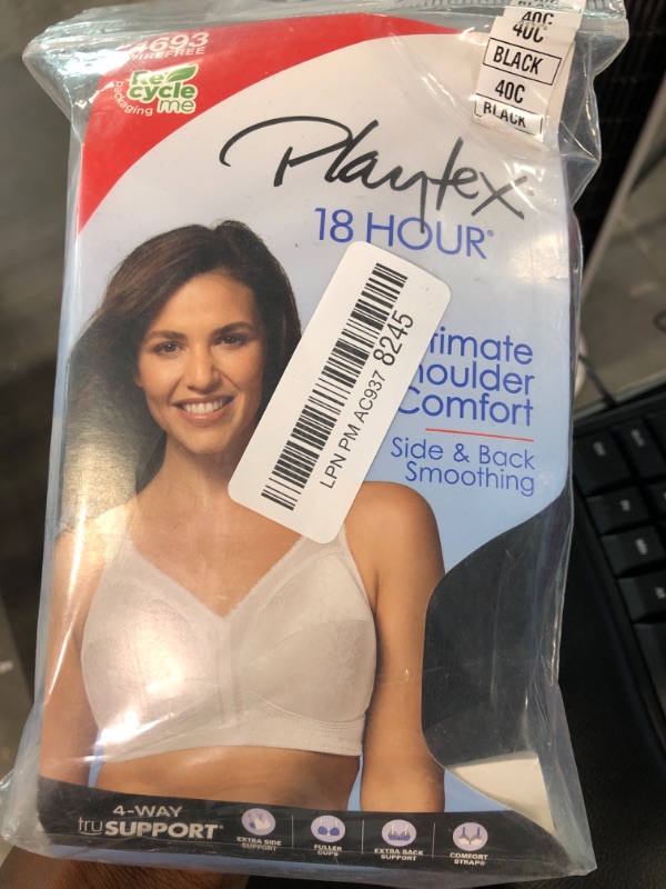 Photo 2 of Playtex Womens 18 Hour Comfort-Strap Wireless Bra, Full-Coverage Bra with 4-Way Trusupport, Single