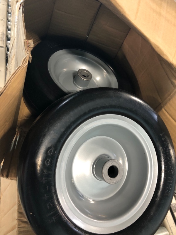 Photo 3 of 2 PCS Premium 11x4.00-5 Lawn Mower Tires Flat Free & Zero Turn Mowers, with 3/4" & 5/8" Grease Bushing and 3.4"-4.8" Centered Hub, Solution for Commercial Grade Lawns, and Garden Turf