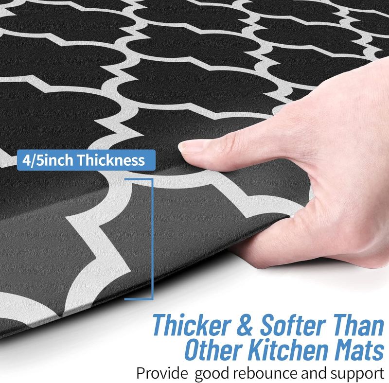 Photo 1 of 4/5 Inch Thick Kitchen Rugs, Kitchen Mat, Anti Fatigue Floor Mat, Waterproof Mats & Rugs, Heavy Duty PVC Ergonomic Comfort Standing Foam for Kitchen, Home, Office, Sink, Garage, 17.3" x60”, Black