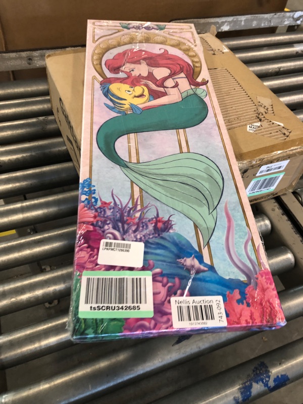 Photo 2 of Open Road Brands Disney The Little Mermaid Ariel and Flounder Gallery Wrapped Canvas Wall Decor - Large Princess Ariel Art Nouveau Style Wall Art for Home Decor