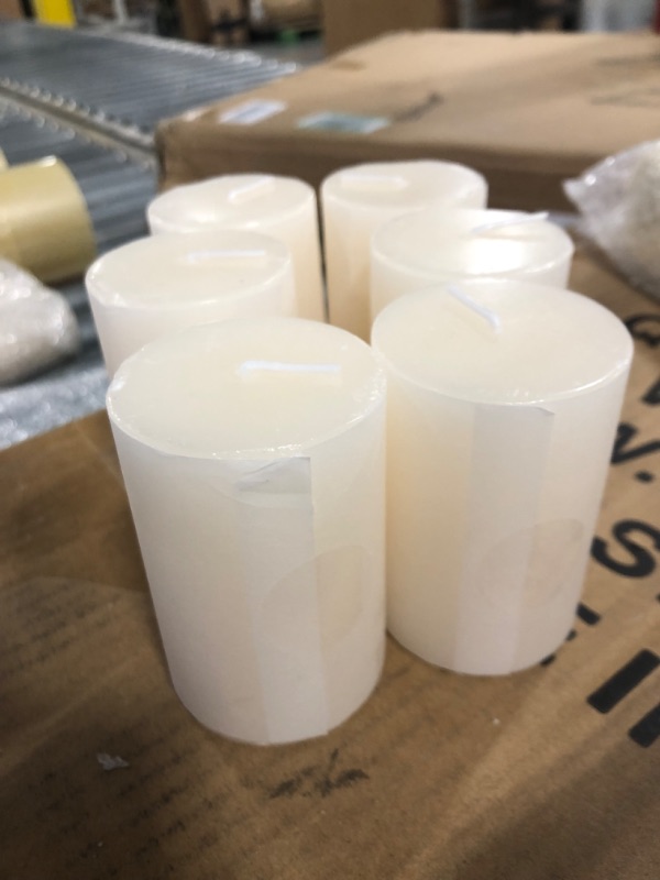 Photo 2 of 2" x 3" Pillar Candles Set of 6 Ivory Unscented Handpoured Weddings, Home Decoration, Restaurants, Spa, Church Smokeless Cotton Wick - Ivory 90 Hour