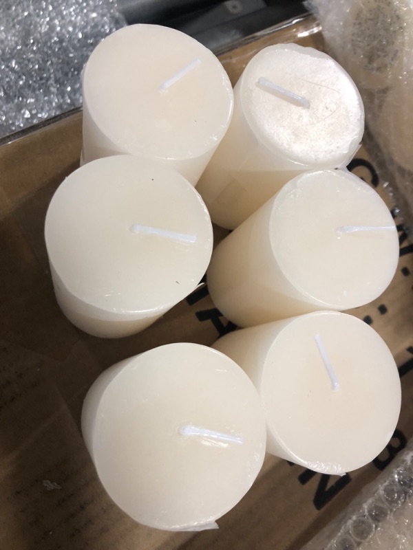 Photo 3 of 2" x 3" Pillar Candles Set of 6 Ivory Unscented Handpoured Weddings, Home Decoration, Restaurants, Spa, Church Smokeless Cotton Wick - Ivory 90 Hour