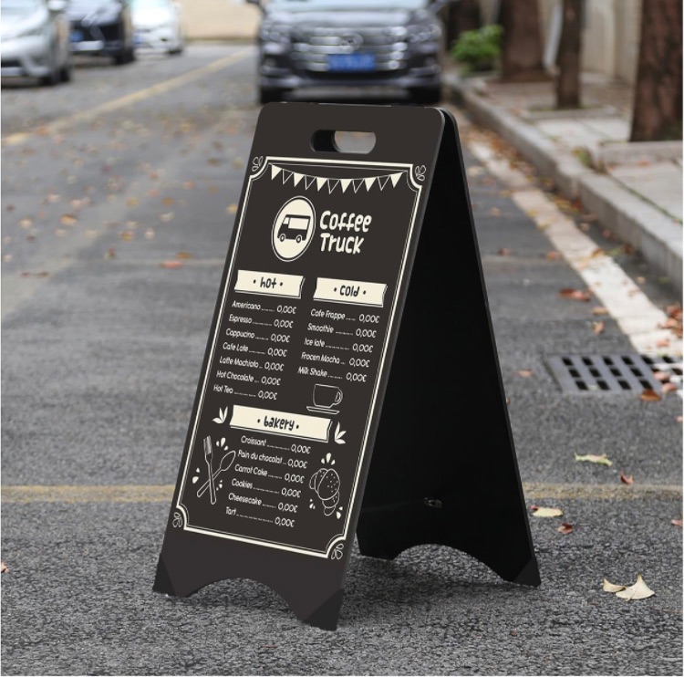 Photo 1 of A-Frame Chalkboard Sign 16 x 32" Double Sided Displays Floor Standing Chalkboard Sturdy Sidewalk Sign Sandwich Board Foldable Standing Outdoor Blackboard for Restaurant, Wedding, Business 