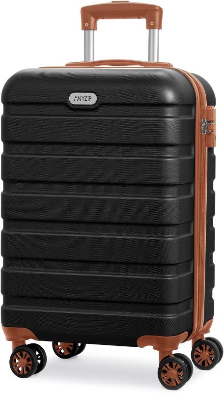 Photo 1 of AnyZip Luggage PC ABS Hardside Lightweight Suitcase with 4 Universal Wheels TSA Lock Carry-On 20 Inch Black Brown