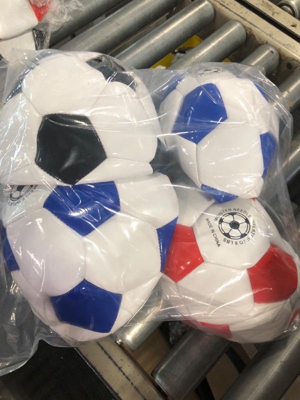 Photo 1 of 4 Soccer Ball 2 Blue, 1 Red, 1 Black and 1 air pump