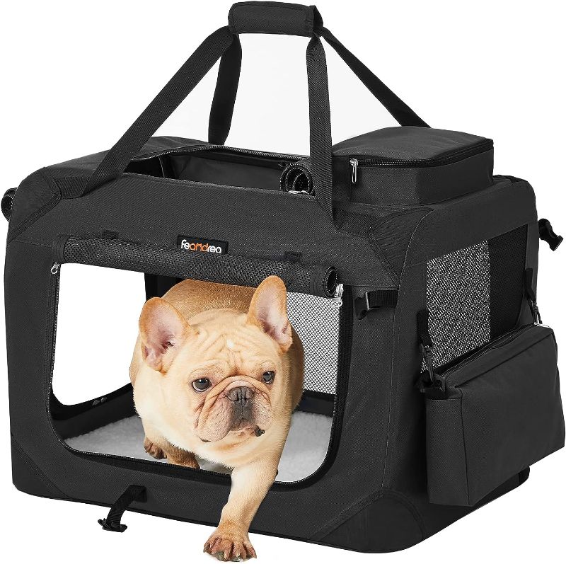 Photo 1 of 
Feandrea Dog Crate, Collapsible Pet Carrier, M, Portable Soft Dog Crate, Oxford Fabric, Mesh, Metal Frame, with Handle, Storage Pockets, 23.6 x 16.5 x 16.5...