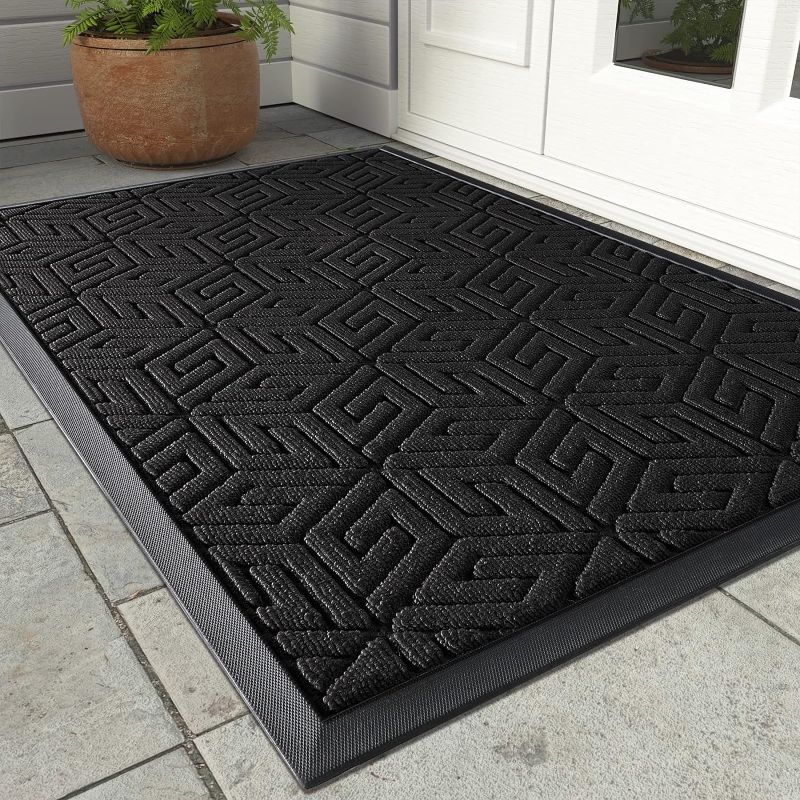 Photo 1 of Yimobra Durable Front Door Mat, Heavy Duty Welcome Outdoor Indoor Doormat Entrance Floor Matt, Non Slip Rubber Backing, Easy Clean Shoe Scraper, Waterproof,...
Color:Black