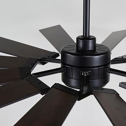 Photo 1 of 72 Inch 12 Blades Indoor Ceiling Fan with Light and Remote, Reversible DC Silent Motor, 110V ETL Listed for Living Room, Dining Room, Bedroom, Basement, Kitchen, Black