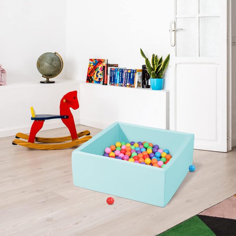 Photo 1 of ENMOGO Foam Ball Pit for Toddlers Kids Square Soft Ball Pool Ideal Gift Play Toy for Children Kiddie Pools - Light Blue