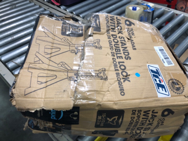 Photo 1 of TCE 6 Ton (12,000 LBs) Capacity Double Locking Steel Jack Stands, 2 Pack, Blue, AT46002AU 6 Ton (12,000 lb) Jack Stands