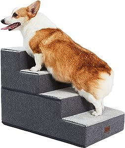 Photo 1 of b0bysc4fy7 Pettycare Dog Stairs for Small Dogs - Foam Pet Steps for High Beds and Couch, Non-Slip Folding Dog Steps Portable Pet Stairs for Large Dog and Cats,4 Step, Grey