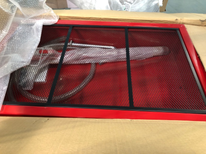 Photo 1 of 17 Gallon Low Profile Roll Around Oil Drain Pan with 110V Electric Pump 8 Feet Hose for Trucks Cars SUVS Red 17 Gallon 110V Electric Pump Red
