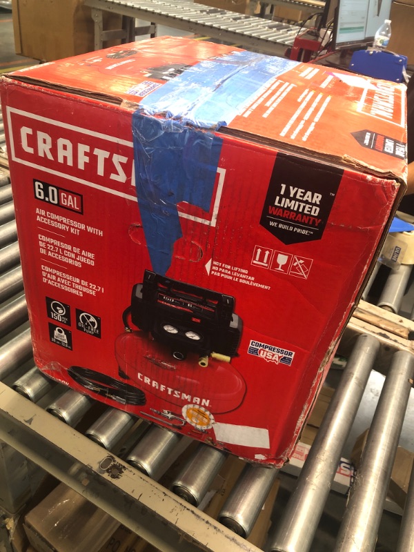 Photo 1 of CRAFTSMAN Air Compressor, 6 Gallon, Pancake, Oil-Free with 13 Piece Accessory Kit (CMEC6150K)