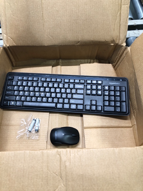 Photo 4 of Amazon Basics Wireless Computer Keyboard and Mouse Combo - Quiet and Compact - US Layout (QWERTY)