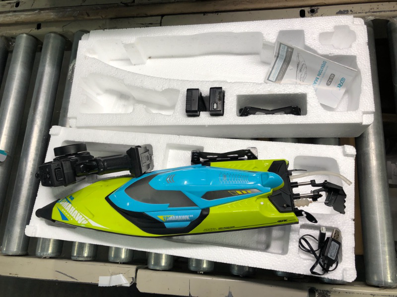 Photo 5 of 4DRC S2 High Speed RC Boats with LED Lights & 2 Batteries, 30+ mph Remote Control Boat for Pools and Lakes, Capsize Recovery, Low Battery Reminder,2.4Ghz Racing Boats for Adults Kids,Green