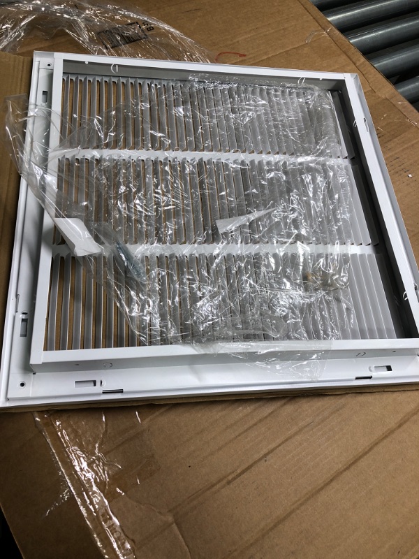 Photo 2 of 18" X 18" Steel Return Air Filter Grille for 1" Filter - Fixed Hinged - Ceiling Recommended - HVAC Duct Cover - Flat" Stamped Face - White [Outer Dimensions: 20.5 X 19.75] 18 X 18