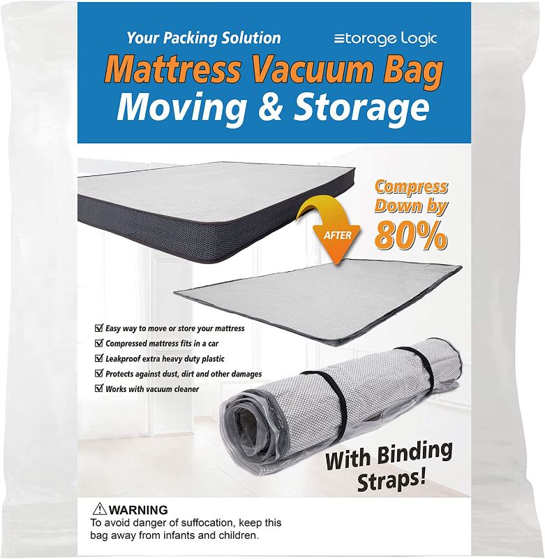 Photo 1 of  Foam Mattress Vacuum Bag for Moving, Storage, Vacuum Seal Mattress Bag with Straps