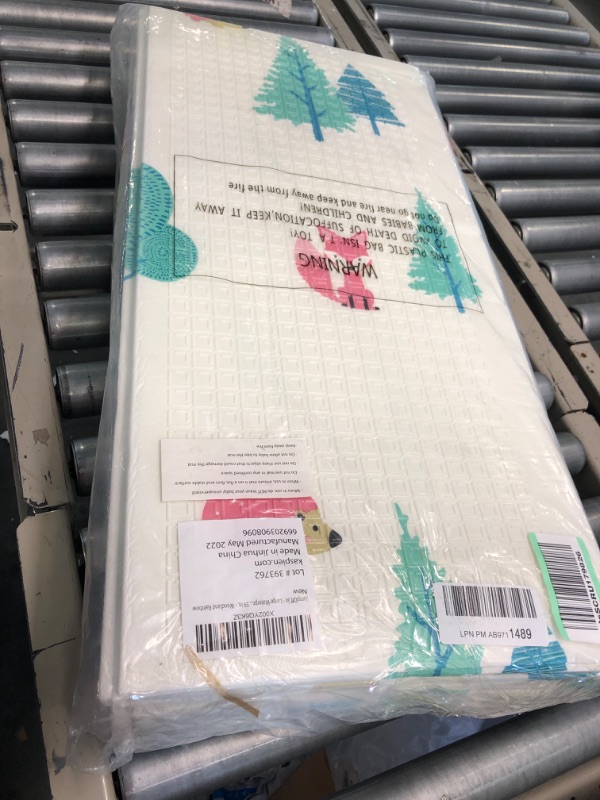 Photo 1 of JumpOff Jo - Large Waterproof Foam Padded Play Mat for Infants, Babies, & Toddlers - Play & Tummy Time, Foldable Activity Mat, 70 in. x 59 in. - Woodland Rainbow