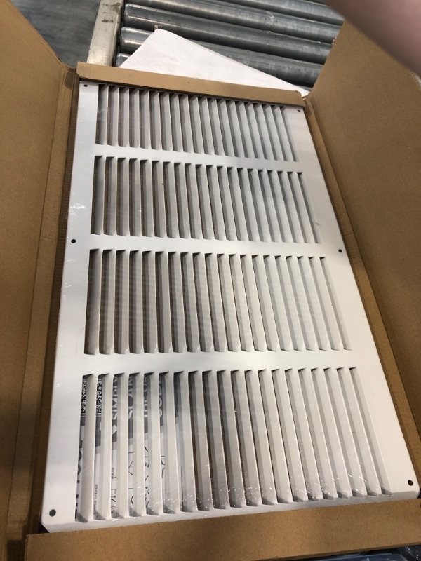 Photo 3 of 20"w X 10"h Steel Return Air Grilles - Sidewall and Ceiling - HVAC Duct Cover - White [Outer Dimensions: 21.75"w X 11.75"h]