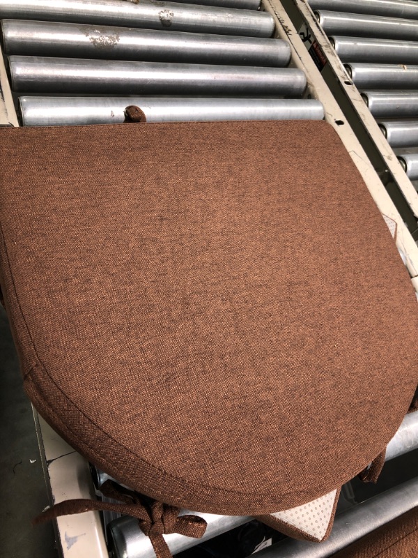 Photo 2 of AAAAAcessories U-Shaped Chair Cushions for Dining Chairs with Ties and Removable Cover, 2" Thick Dining Kitchen Chair Pads, Indoor Dining Room Chair Cushions, 17" x 16", Brown 1 Count(Pack of 1) Brown