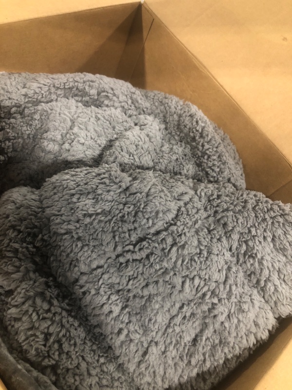 Photo 3 of Uttermara Weighted Blanket 25 Pounds King Size 90x90 inches, Sherpa Weighted Blankets for Adults, Super Cozy Warm Sherpa & Soft Plush Fleece, Great for Relax and Sleep, Double Use on King Bed, Grey 90" x 90" 25lbs White Sherpa